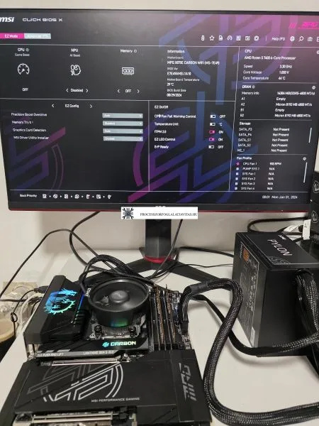 MSI MPG X870 AM5 processzor foglalat csere után Alaplap gyors tesztelése, processzor foglalat csere után